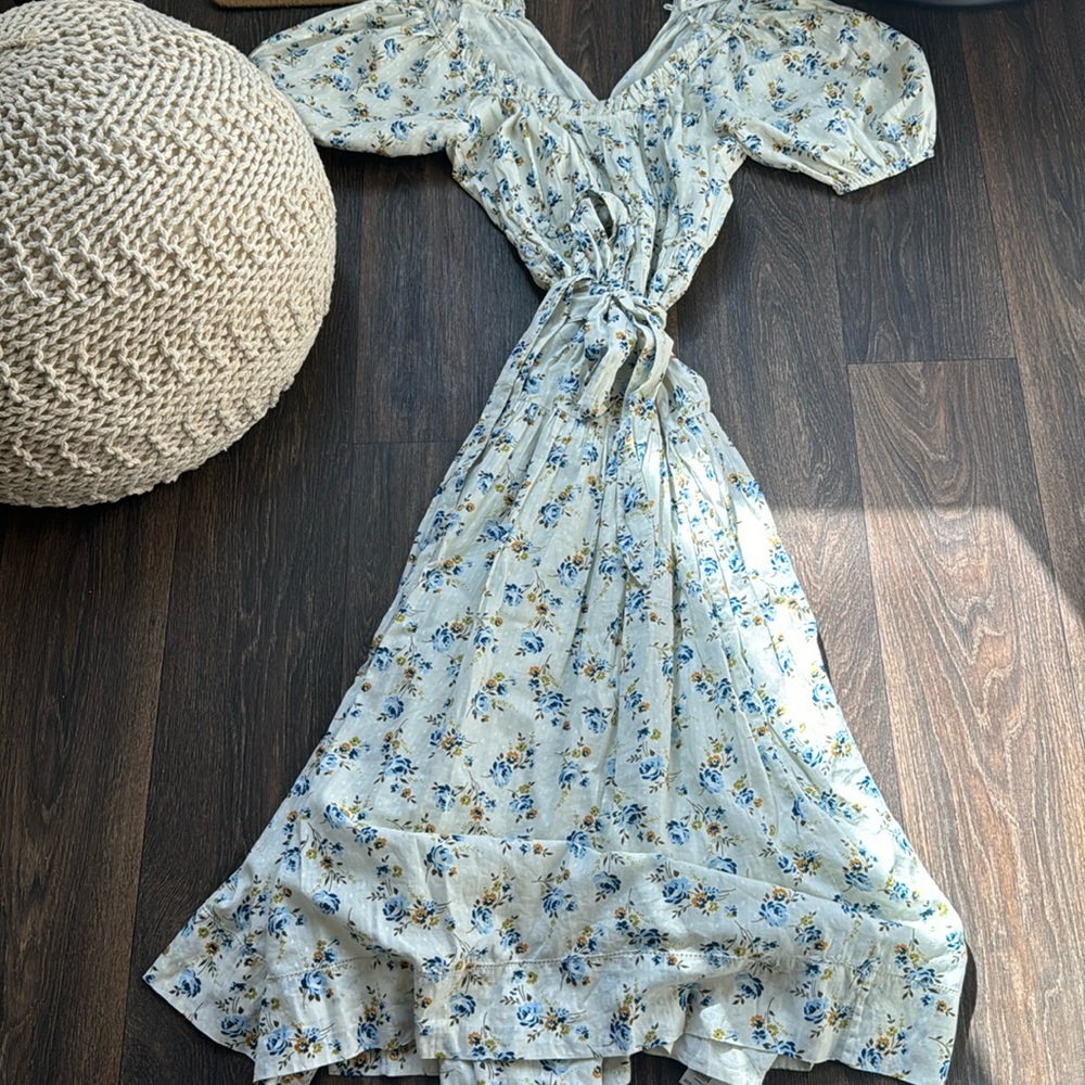 The Great Rose Print Dress Blue belted Size 0